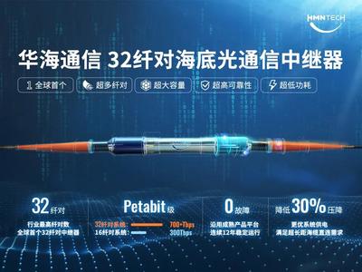 華海通信發(fā)布全球首個(gè)32纖對(duì)海底光通信中繼器原型機(jī) 開啟海底通信新時(shí)代